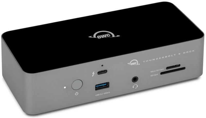 OWC Thunderbolt 5 Dock showing front ports and card readers